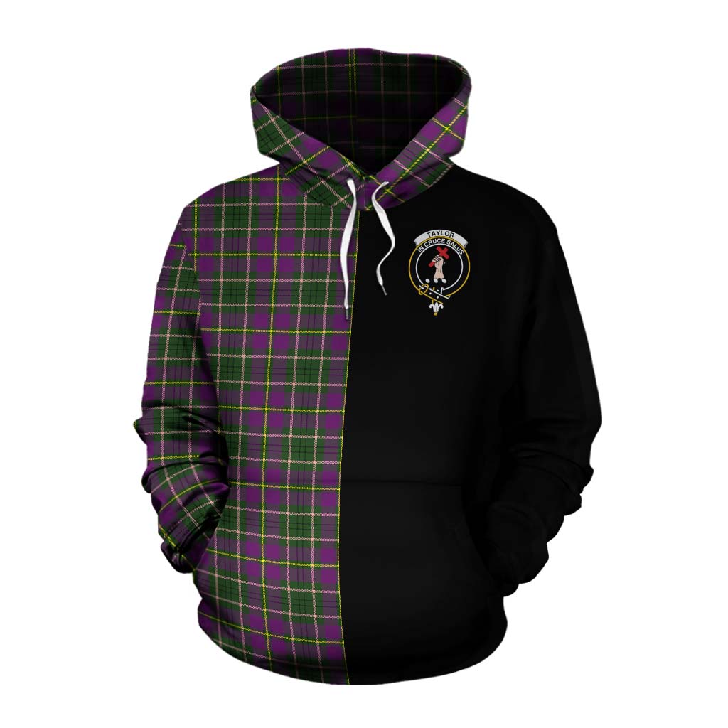 Tartan Vibes Clothing Taylor (Tailylour) Tartan Cotton Hoodie with Family Crest and Half Of Me Style