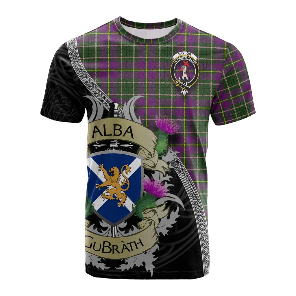Tartan Vibes Clothing Taylor (Tailylour) Tartan Family Crest Cotton T-shirt Lion Rampant Royal Thistle Shield Celtic Inspired