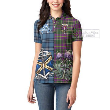 Tartan Vibes Clothing Taylor (Tailylour) Tartan Women's Polo Shirt Happy St. Andrew's Day Half Tartan Style