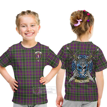 Taylor (Tailyour) Tartan Kid T-Shirt with Family Crest Celtic Skull Style