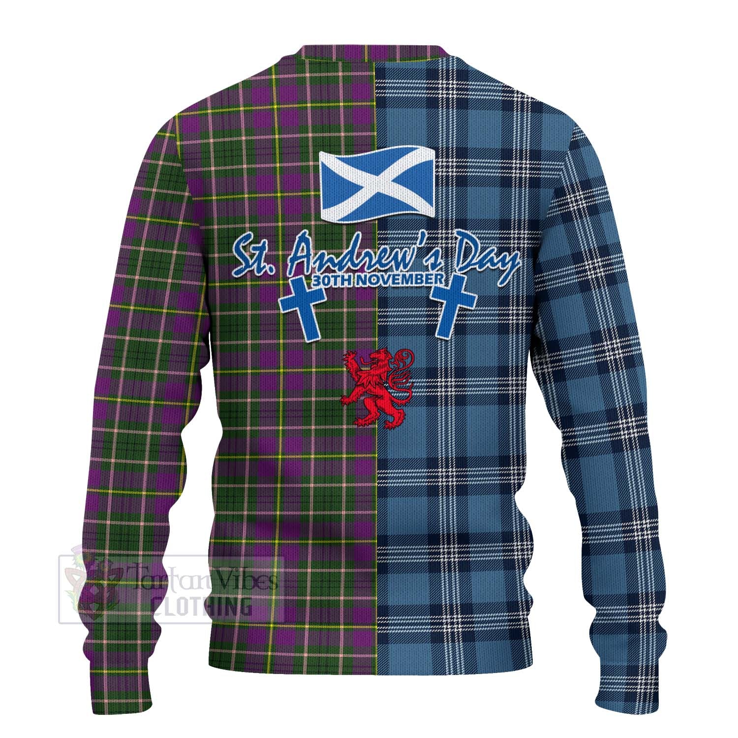 Tartan Vibes Clothing Taylor (Tailylour) Tartan Knitted Sweater Happy St. Andrew's Day Half Tartan Style