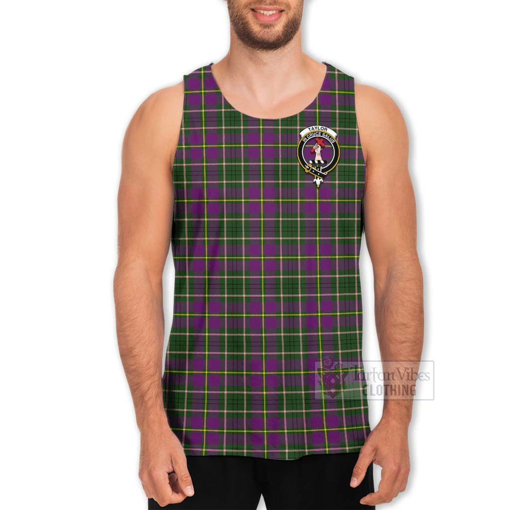 Tartan Vibes Clothing Taylor (Tailylour) Tartan Men's Tank Top with Family Crest Celtic Skull Style