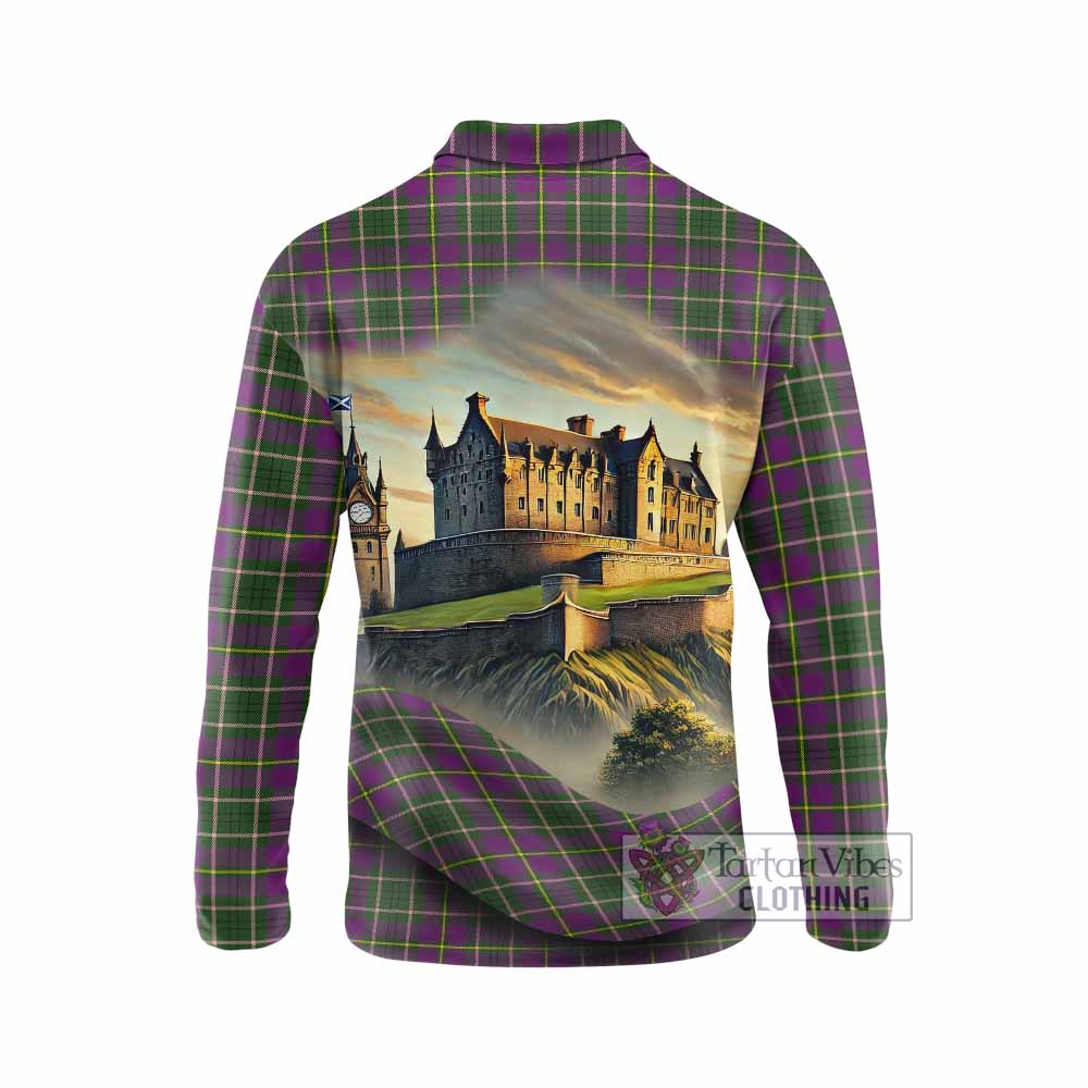 Tartan Vibes Clothing Taylor (Tailylour) Tartan Family Crest Long Sleeve Polo Shirt with Scottish Ancient Castle Style