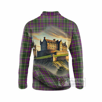 Tartan Vibes Clothing Taylor (Tailylour) Tartan Family Crest Long Sleeve Polo Shirt with Scottish Ancient Castle Style