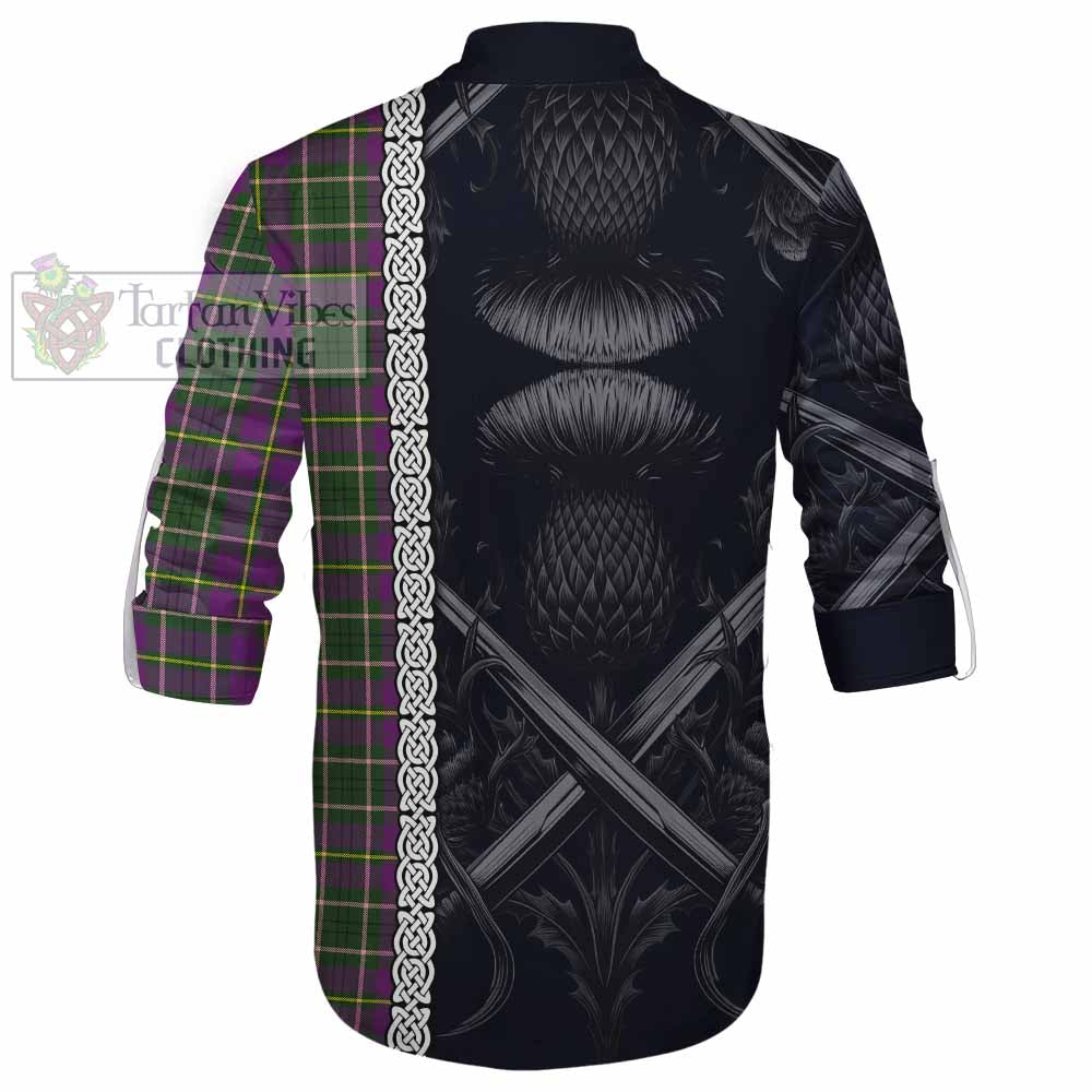 Tartan Vibes Clothing Taylor (Tailylour) Tartan Ghillie Kilt Shirt with Family Crest Cross Sword Thistle Celtic Vibes