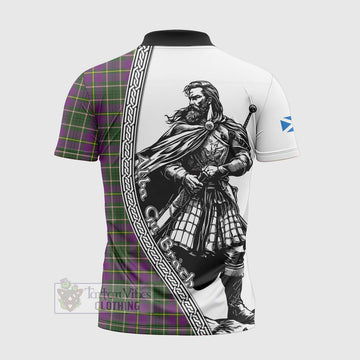Taylor (Tailyour) Tartan Clan Crest Zipper Polo Shirt with Highlander Warrior Celtic Style