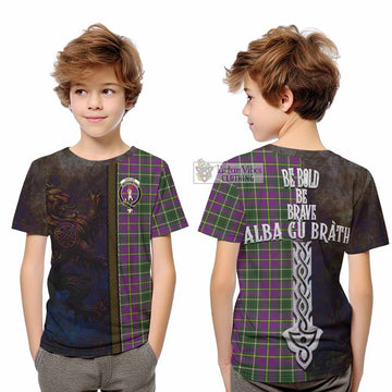 Taylor (Tailyour) Tartan Family Crest Kid T-Shirt Alba Gu Brath Be Brave Lion Ancient Style