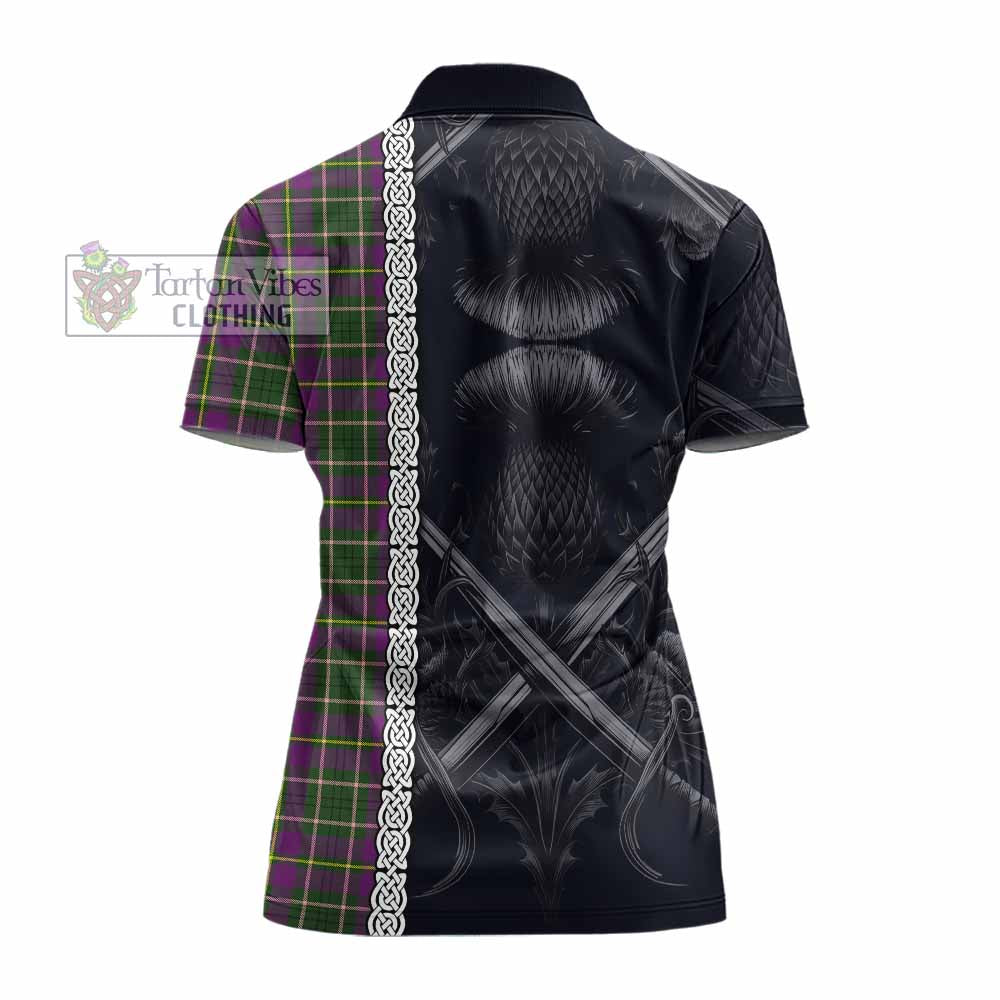 Tartan Vibes Clothing Taylor (Tailylour) Tartan Women's Polo Shirt with Family Crest Cross Sword Thistle Celtic Vibes