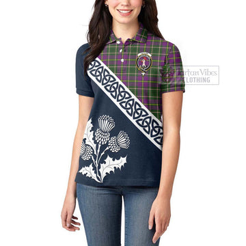 Tartan Vibes Clothing Taylor (Tailylour) Tartan Women's Polo Shirt Featuring Thistle and Scotland Map