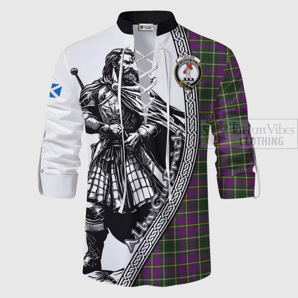 Tartan Vibes Clothing Taylor (Tailylour) Tartan Clan Crest Ghillie Kilt Shirt with Highlander Warrior Celtic Style