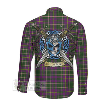Taylor (Tailyour) Tartan Long Sleeve Button Shirt with Family Crest Celtic Skull Style