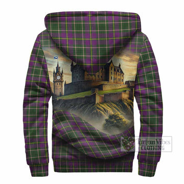 Taylor (Tailyour) Tartan Family Crest Sherpa Hoodie with Scottish Ancient Castle Style