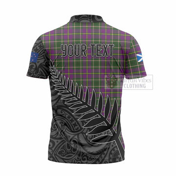 Taylor (Tailyour) Crest Tartan Zipper Polo Shirt with New Zealand Silver Fern Half Style