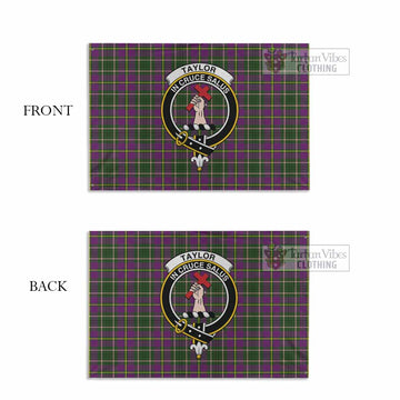 Tartan Vibes Clothing Taylor (Tailylour) Tartan House Flag with Family Crest