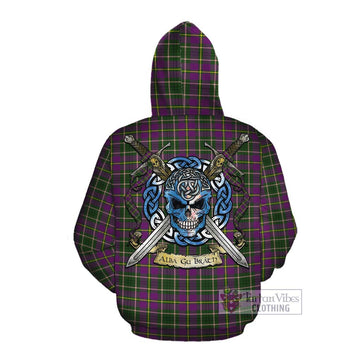 Tartan Vibes Clothing Taylor (Tailylour) Tartan Cotton Hoodie with Family Crest Celtic Skull Style