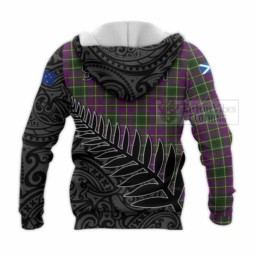 Tartan Vibes Clothing Taylor (Tailylour) Crest Tartan Knitted Hoodie with New Zealand Silver Fern Half Style