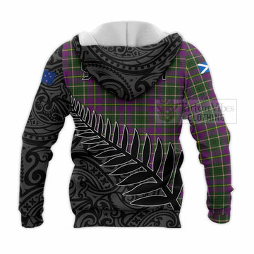 Taylor (Tailyour) Crest Tartan Knitted Hoodie with New Zealand Silver Fern Half Style