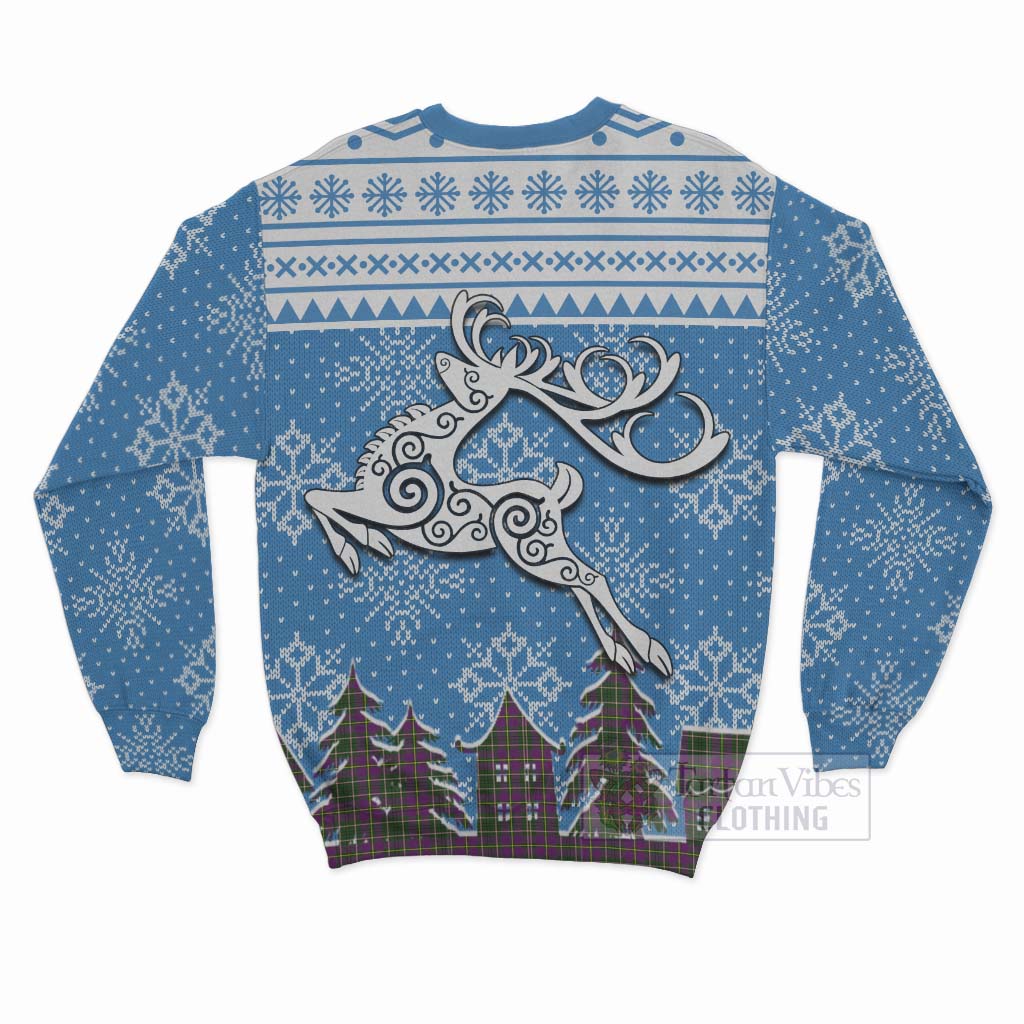 Tartan Vibes Clothing Taylor (Tailylour) Clan Christmas Sweatshirt Celtic Reindeer Style
