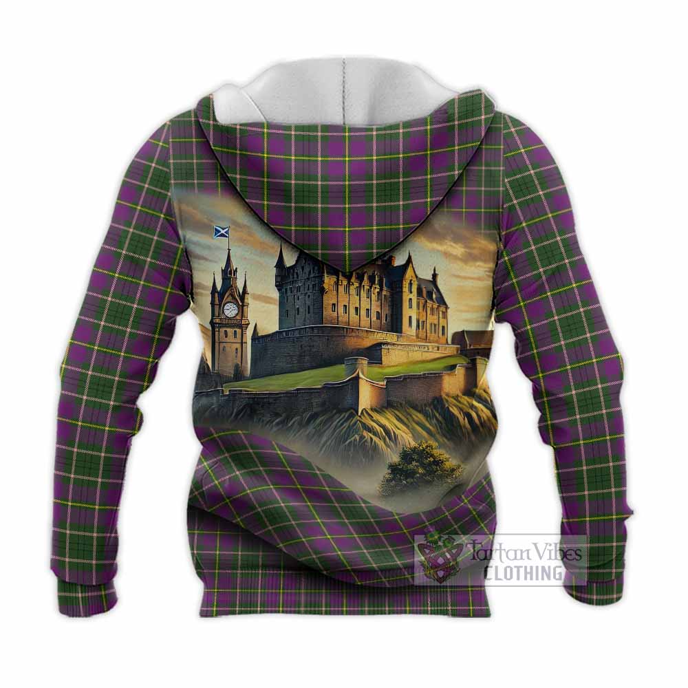 Tartan Vibes Clothing Taylor (Tailylour) Tartan Family Crest Knitted Hoodie with Scottish Ancient Castle Style
