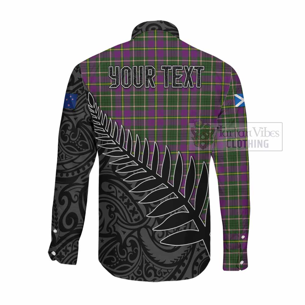 Tartan Vibes Clothing Taylor (Tailylour) Crest Tartan Long Sleeve Button Shirt with New Zealand Silver Fern Half Style