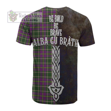 Taylor (Tailyour) Tartan Family Crest Cotton T-shirt Alba Gu Brath Be Brave Lion Ancient Style