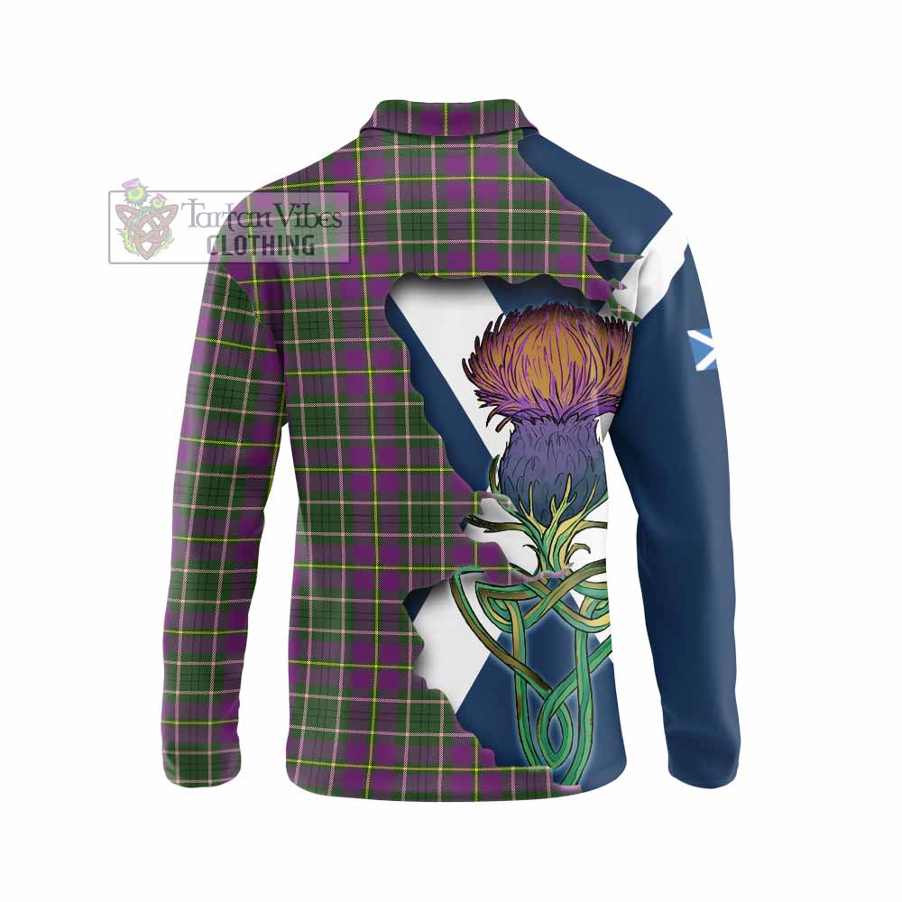Tartan Vibes Clothing Taylor (Tailylour) Tartan Family Crest Long Sleeve Polo Shirt Scottish Thistle Celtic Inspired