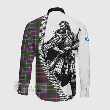 Taylor (Tailyour) Tartan Clan Crest Long Sleeve Button Shirt with Highlander Warrior Celtic Style
