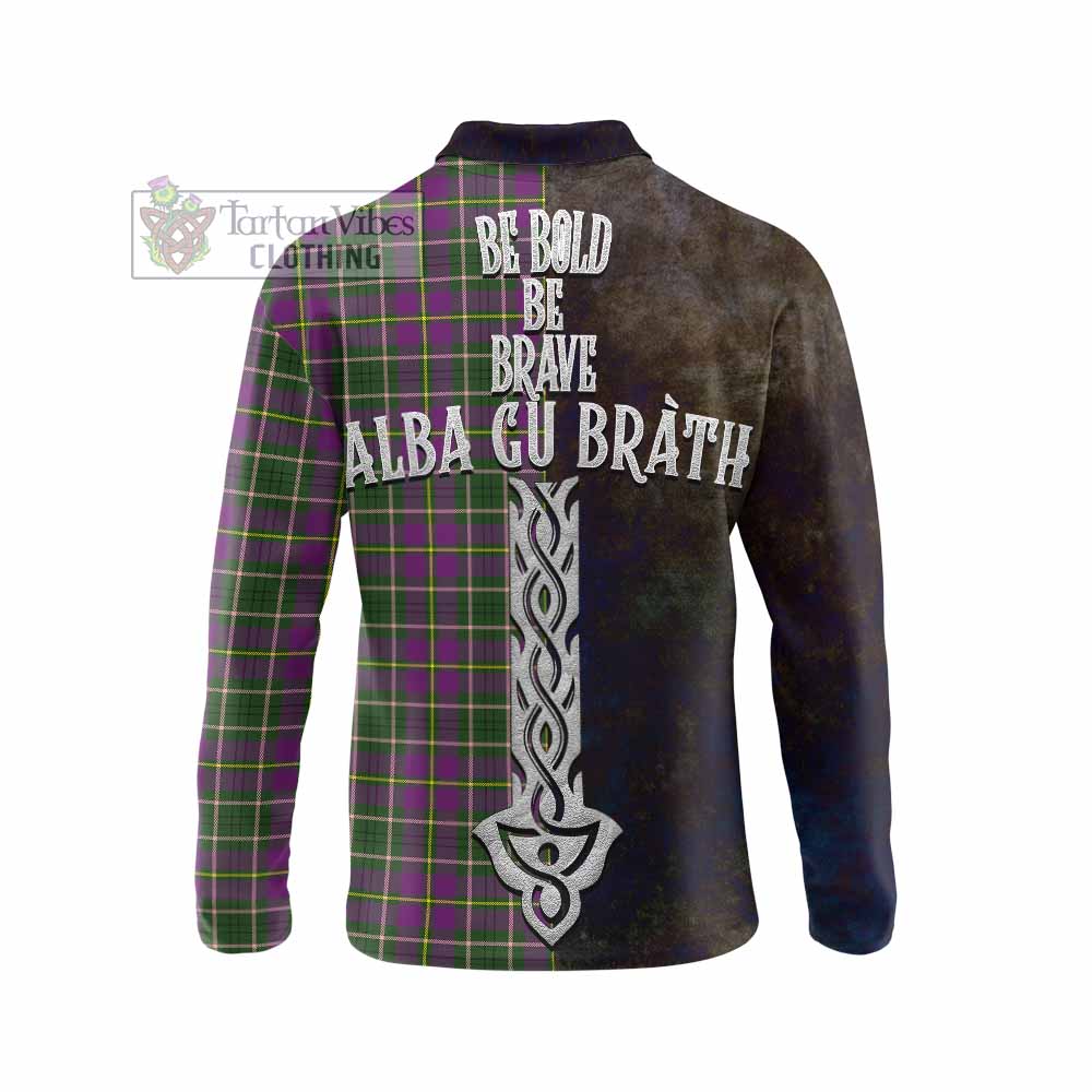 Tartan Vibes Clothing Taylor (Tailylour) Tartan Family Crest Long Sleeve Polo Shirt Alba Gu Brath Be Brave Lion Ancient Style