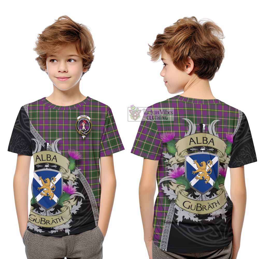 Tartan Vibes Clothing Taylor (Tailylour) Tartan Family Crest Kid T-Shirt Lion Rampant Royal Thistle Shield Celtic Inspired
