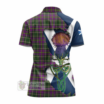 Tartan Vibes Clothing Taylor (Tailylour) Tartan Family Crest Women's Polo Shirt Scottish Thistle Celtic Inspired