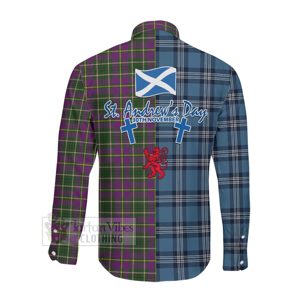 Tartan Vibes Clothing Taylor (Tailylour) Tartan Long Sleeve Button Shirt Happy St. Andrew's Day Half Tartan Style