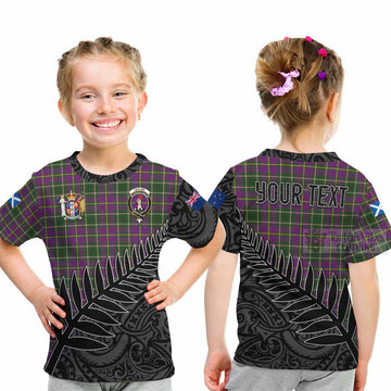 Taylor (Tailyour) Crest Tartan Kid T-Shirt with New Zealand Silver Fern Half Style