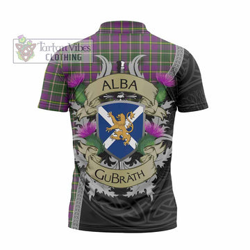 Taylor (Tailyour) Tartan Family Crest Zipper Polo Shirt Lion Rampant Royal Thistle Shield Celtic Inspired