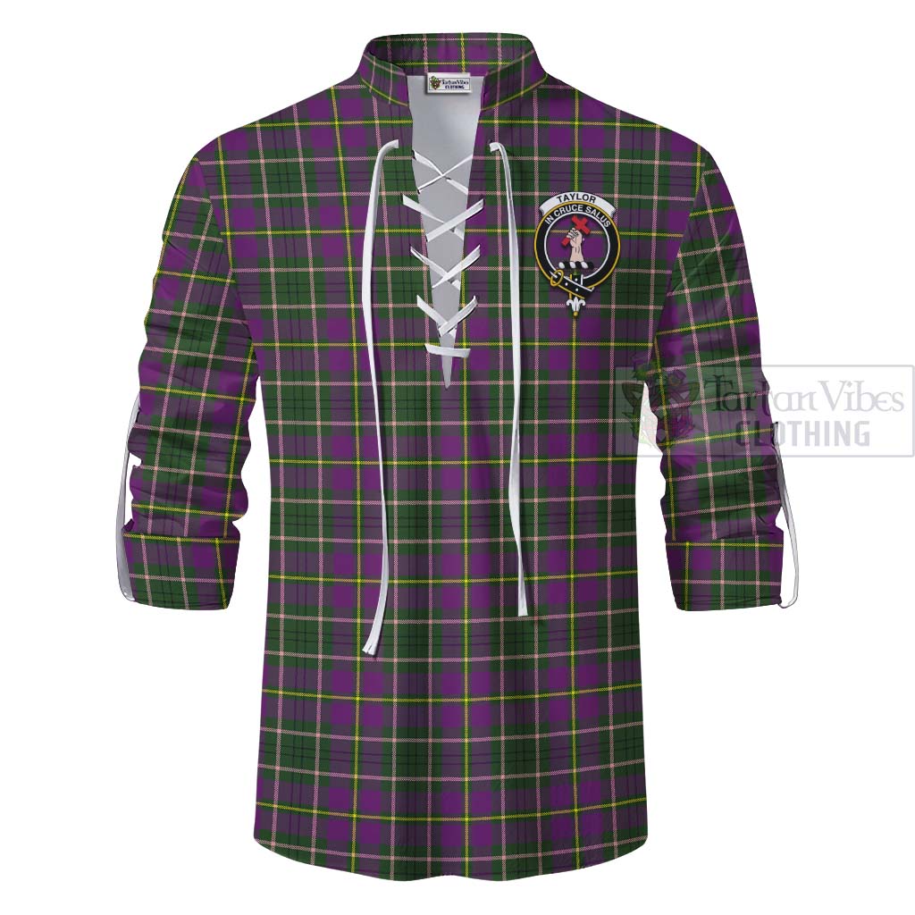 Tartan Vibes Clothing Taylor (Tailylour) Tartan Ghillie Kilt Shirt with Family Crest Celtic Skull Style