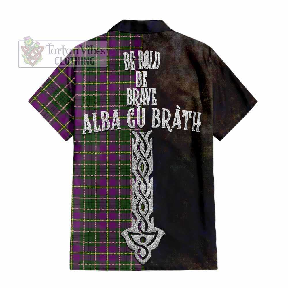 Tartan Vibes Clothing Taylor (Tailylour) Tartan Family Crest Short Sleeve Button Shirt Alba Gu Brath Be Brave Lion Ancient Style