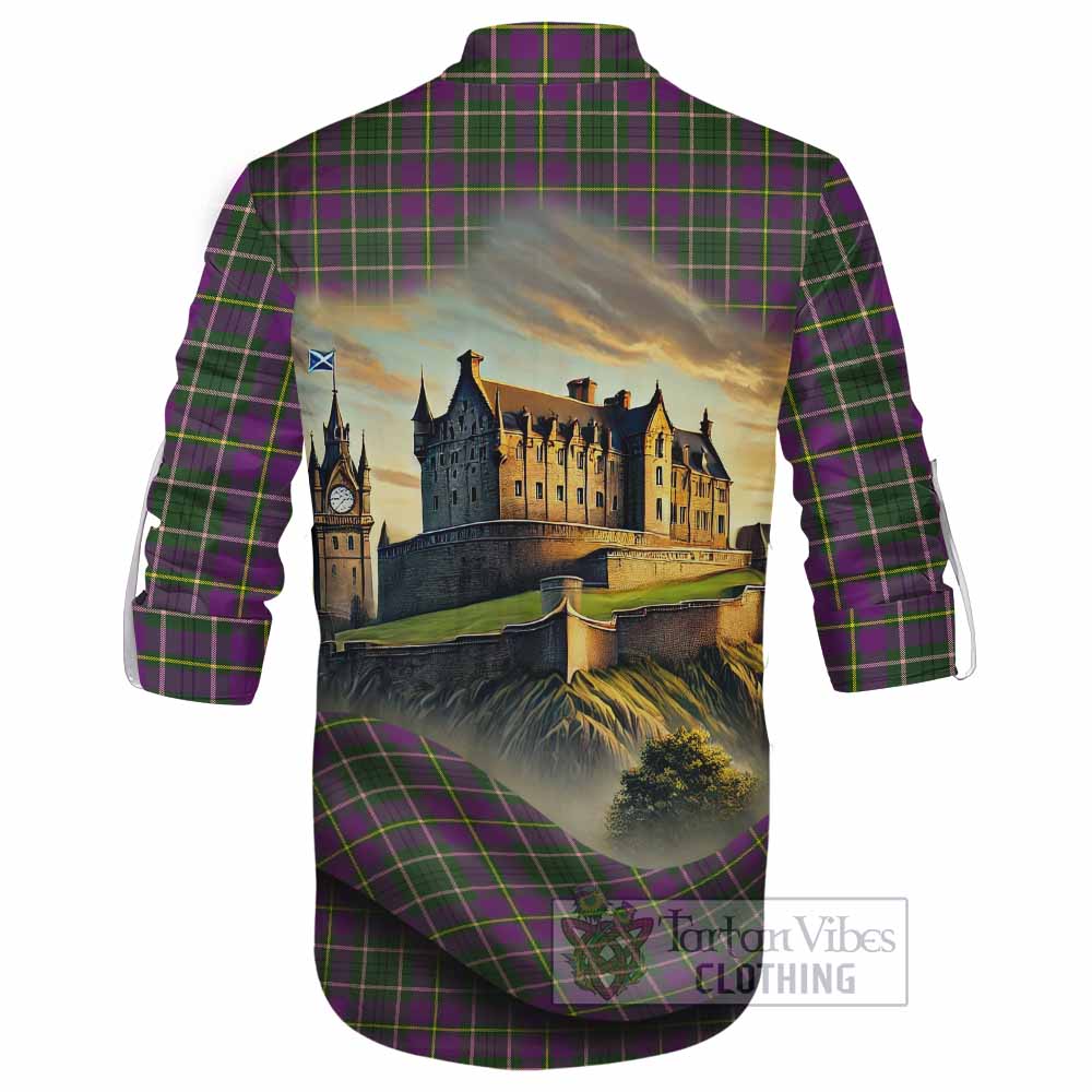 Tartan Vibes Clothing Taylor (Tailylour) Tartan Family Crest Ghillie Kilt Shirt with Scottish Ancient Castle Style