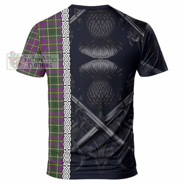 Taylor (Tailyour) Tartan T-Shirt with Family Crest Cross Sword Thistle Celtic Vibes