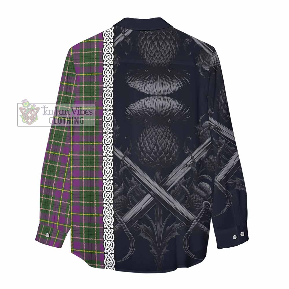 Tartan Vibes Clothing Taylor (Tailylour) Tartan Women's Casual Shirt with Family Crest Cross Sword Thistle Celtic Vibes