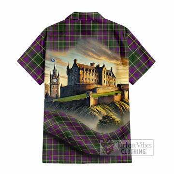 Taylor (Tailyour) Tartan Family Crest Hawaiian Shirt with Scottish Ancient Castle Style
