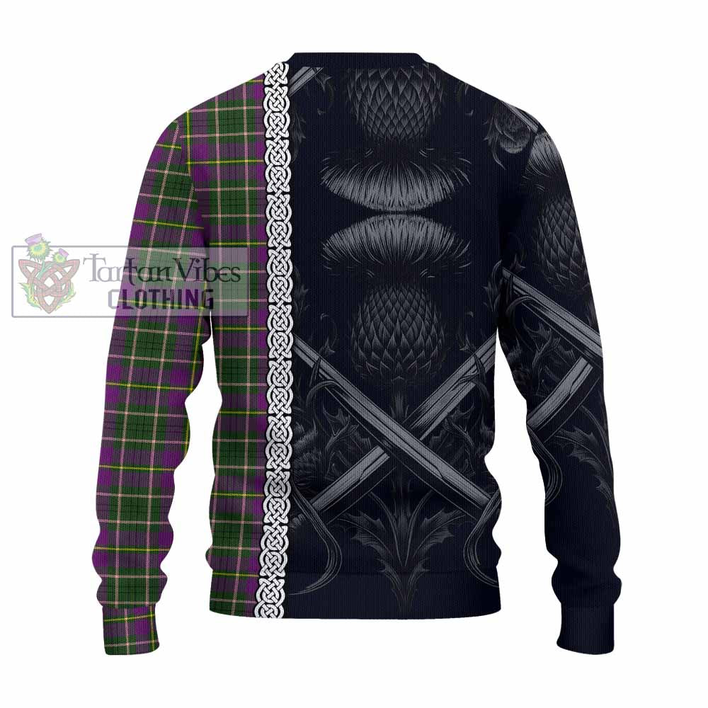 Tartan Vibes Clothing Taylor (Tailylour) Tartan Knitted Sweater with Family Crest Cross Sword Thistle Celtic Vibes