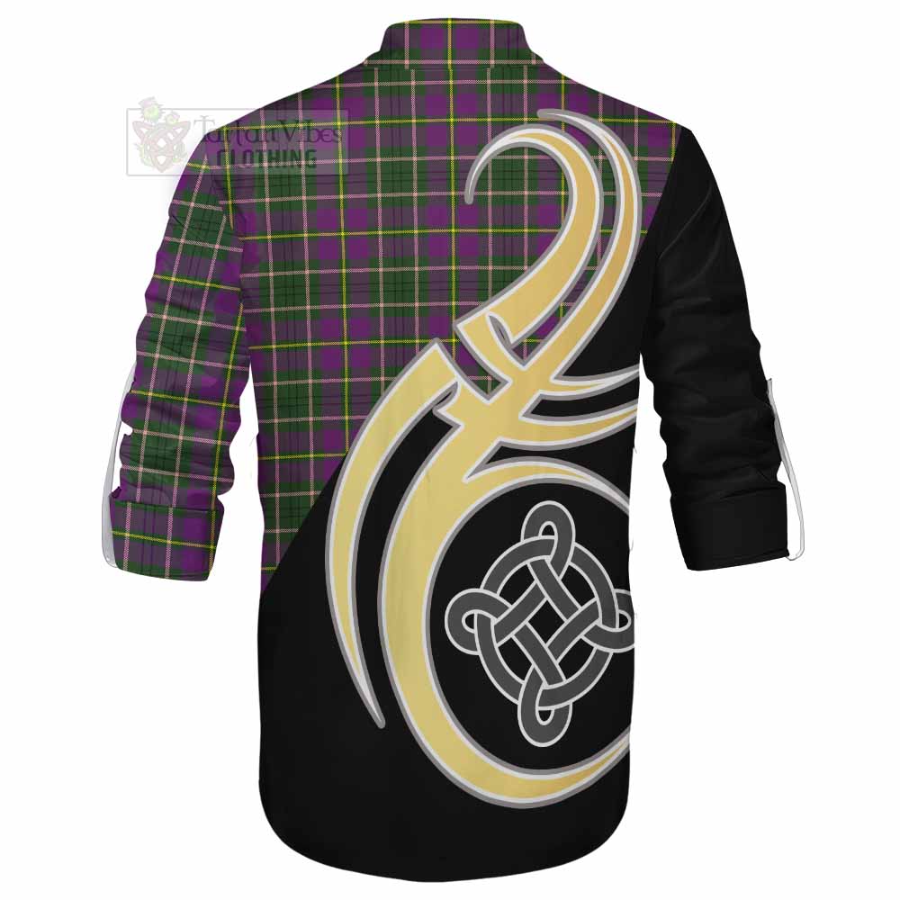 Tartan Vibes Clothing Taylor (Tailylour) Tartan Ghillie Kilt Shirt with Family Crest and Celtic Symbol Style