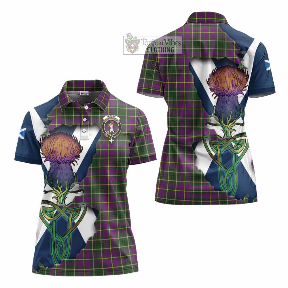 Tartan Vibes Clothing Taylor (Tailylour) Tartan Family Crest Women's Polo Shirt Scottish Thistle Celtic Inspired
