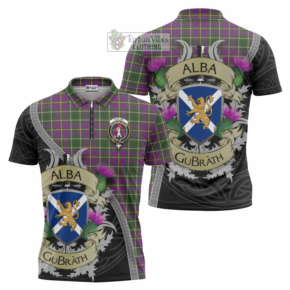 Tartan Vibes Clothing Taylor (Tailylour) Tartan Family Crest Zipper Polo Shirt Lion Rampant Royal Thistle Shield Celtic Inspired