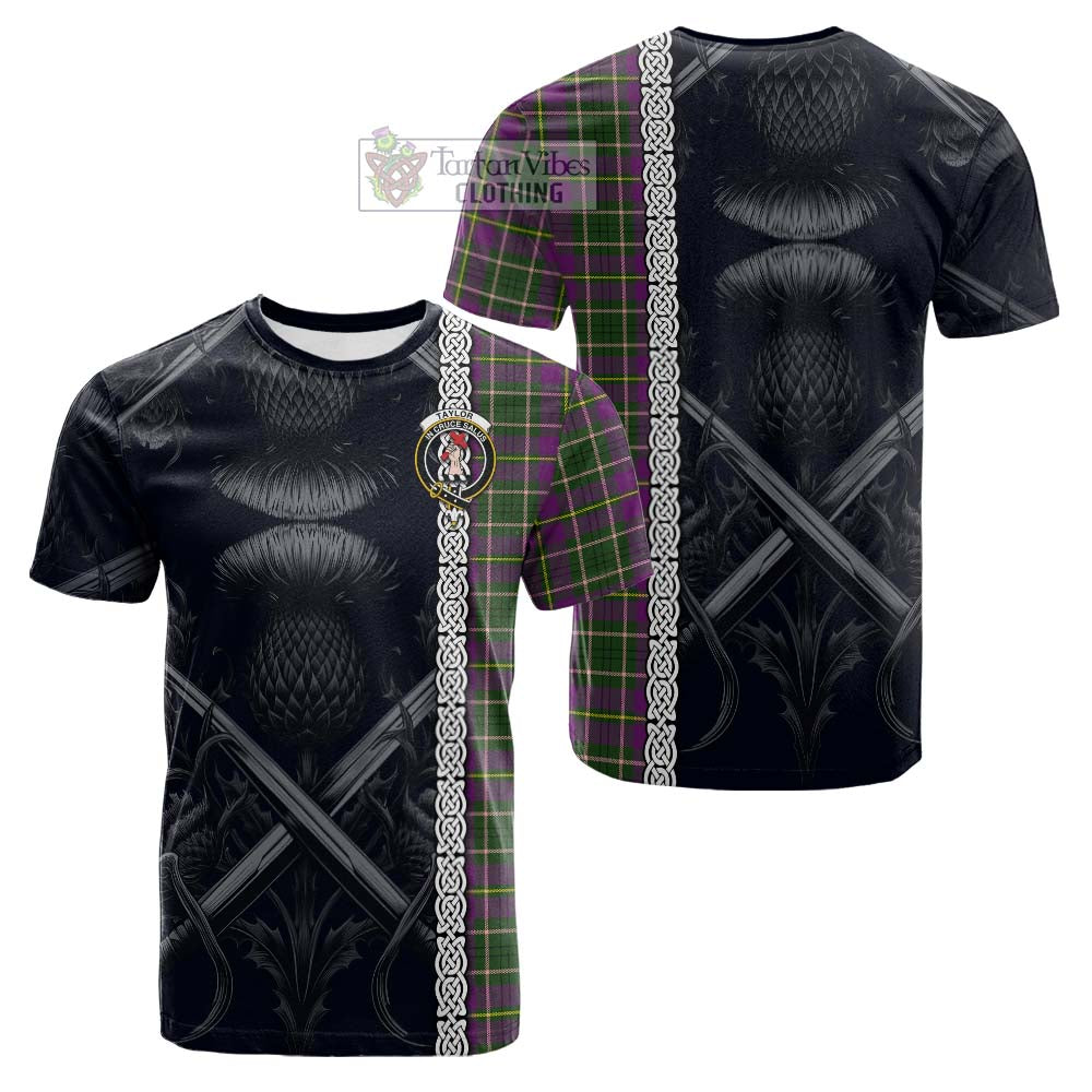 Tartan Vibes Clothing Taylor (Tailylour) Tartan Cotton T-shirt with Family Crest Cross Sword Thistle Celtic Vibes