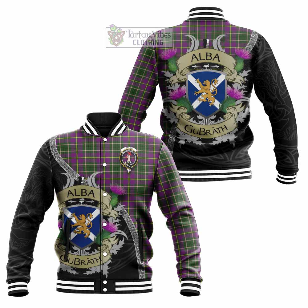 Tartan Vibes Clothing Taylor (Tailylour) Tartan Family Crest Baseball Jacket Lion Rampant Royal Thistle Shield Celtic Inspired