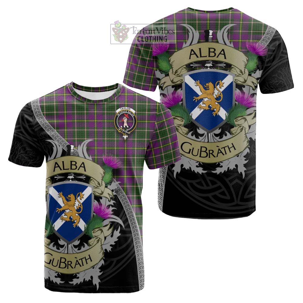Tartan Vibes Clothing Taylor (Tailylour) Tartan Family Crest Cotton T-shirt Lion Rampant Royal Thistle Shield Celtic Inspired