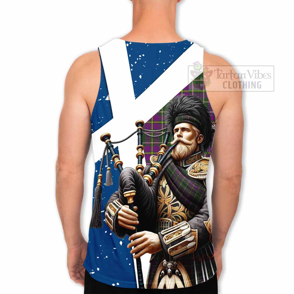 Taylor (Tailylour) Tartan Men's Tank Top with Family Crest Scottish Bagpiper Vibes