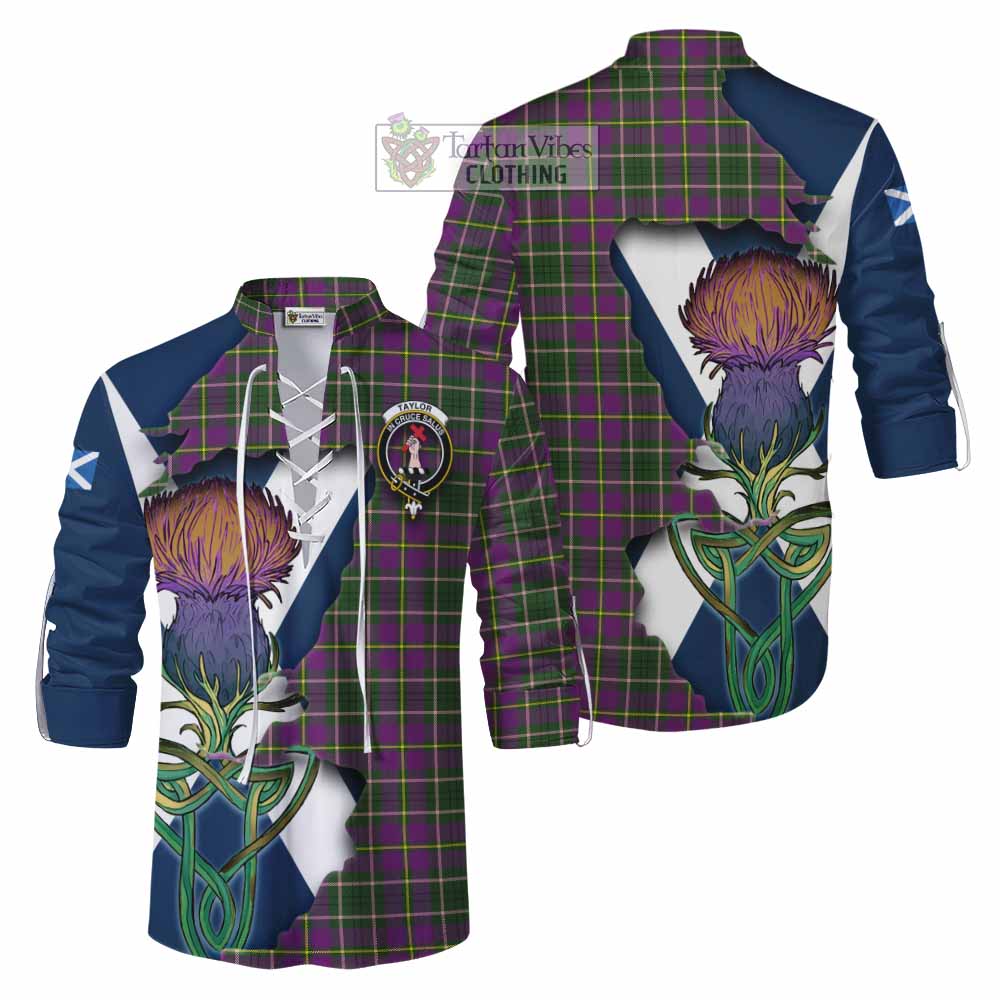 Tartan Vibes Clothing Taylor (Tailylour) Tartan Family Crest Ghillie Kilt Shirt Scottish Thistle Celtic Inspired