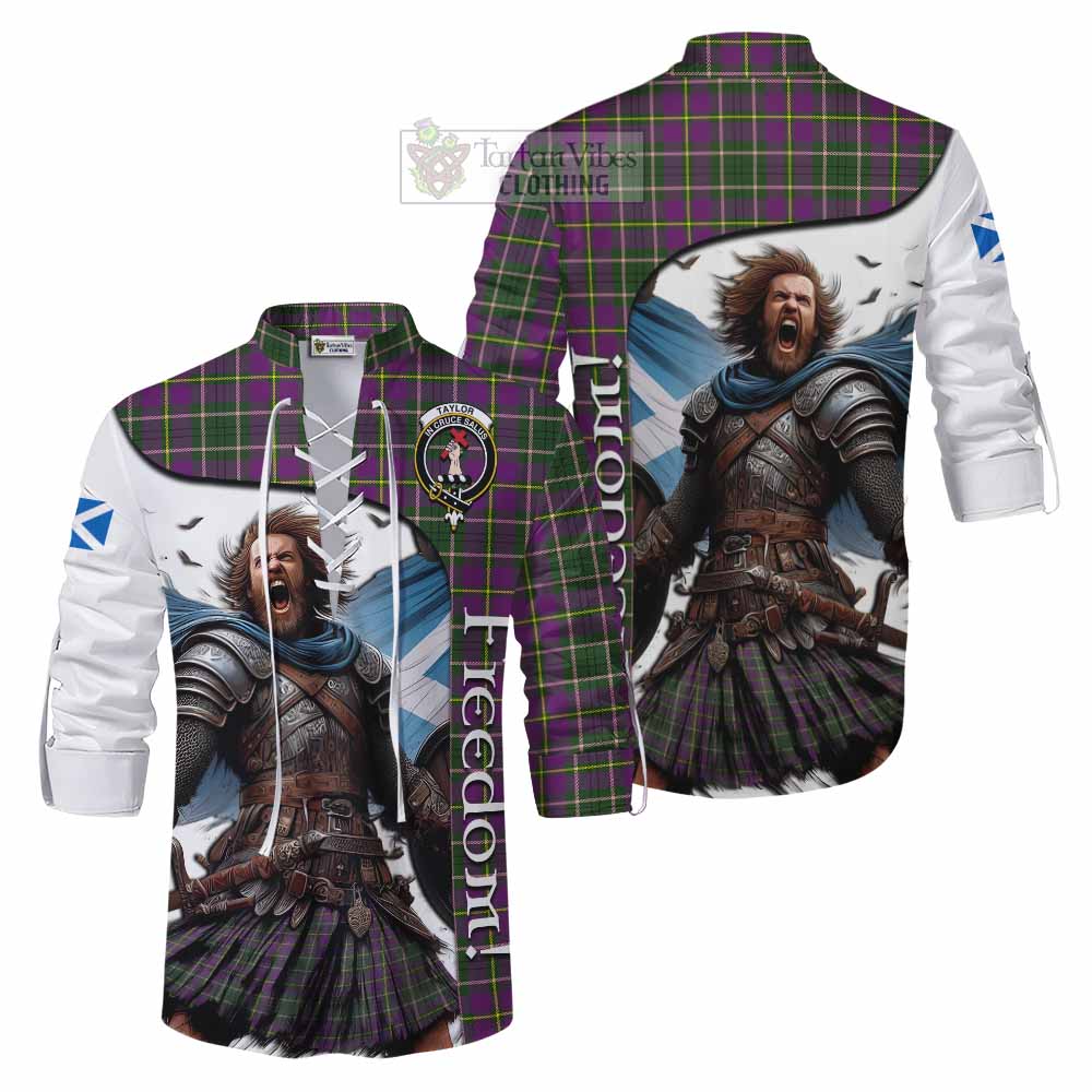 Tartan Vibes Clothing Taylor (Tailylour) Crest Tartan Ghillie Kilt Shirt Inspired by the Freedom of Scottish Warrior