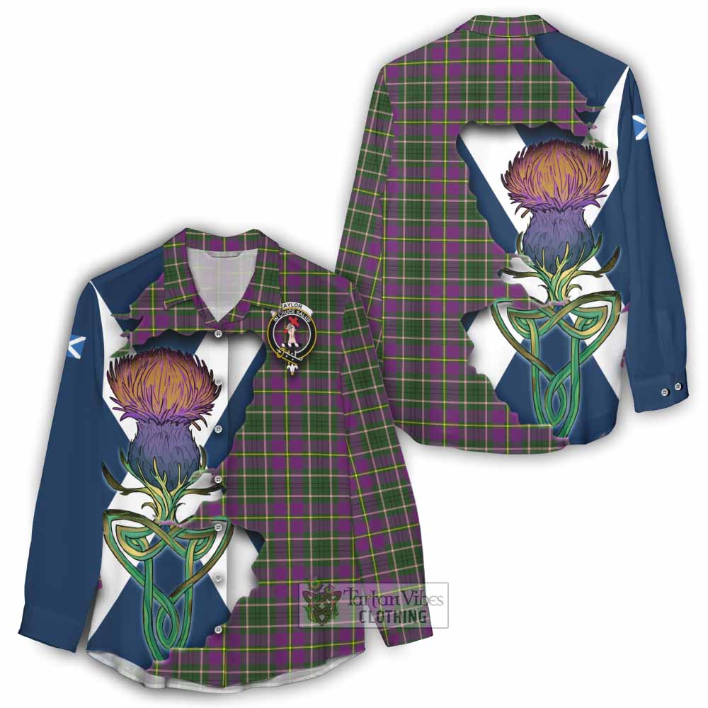 Tartan Vibes Clothing Taylor (Tailylour) Tartan Family Crest Women's Casual Shirt Scottish Thistle Celtic Inspired
